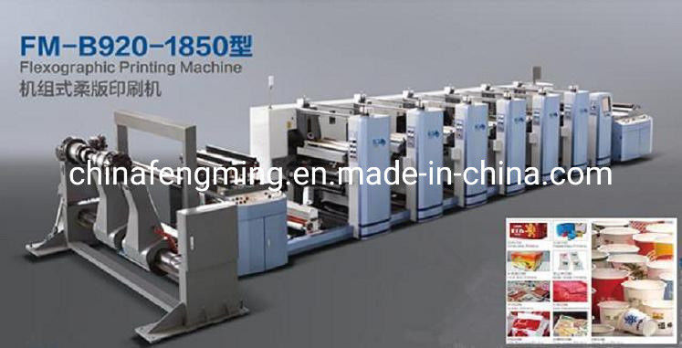 Larghezza massima della trama 920/1020/1220 mm FM-B 920-1850 Flexografica macchina da stampa per tazze di carta